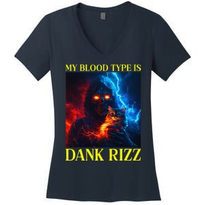 Hard Skeleton Funny Oddly Specific Dank Rizz Meme Women's V-Neck T-Shirt