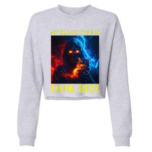 Hard Skeleton Funny Oddly Specific Dank Rizz Meme Cropped Pullover Crew