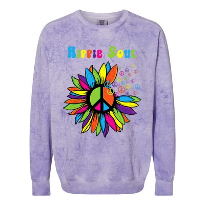 Hippie Soul Funny Peace Sign Daisy Flower Hippies Art Lovers Colorblast Crewneck Sweatshirt