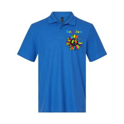 Hippie Soul Funny Peace Sign Daisy Flower Hippies Art Lovers Softstyle Adult Sport Polo