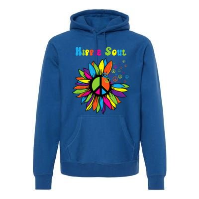 Hippie Soul Funny Peace Sign Daisy Flower Hippies Art Lovers Premium Hoodie