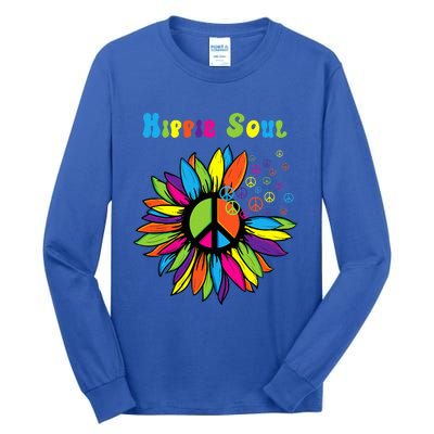 Hippie Soul Funny Peace Sign Daisy Flower Hippies Art Lovers Tall Long Sleeve T-Shirt