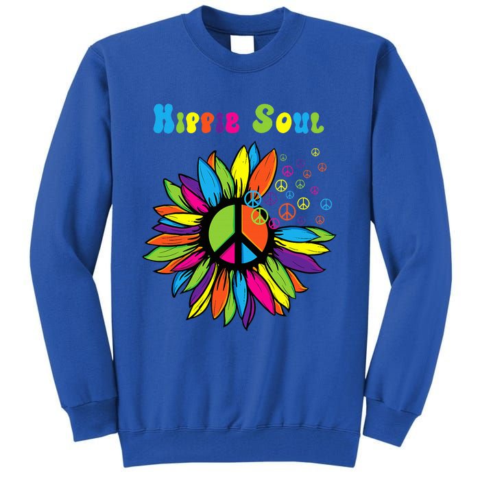 Hippie Soul Funny Peace Sign Daisy Flower Hippies Art Lovers Tall Sweatshirt