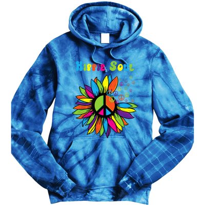 Hippie Soul Funny Peace Sign Daisy Flower Hippies Art Lovers Tie Dye Hoodie