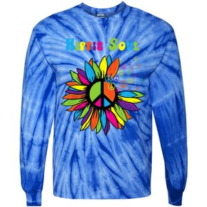 Hippie Soul Funny Peace Sign Daisy Flower Hippies Art Lovers Tie-Dye Long Sleeve Shirt