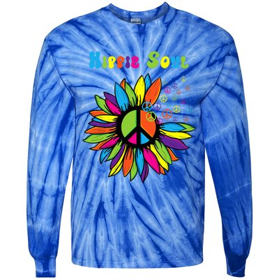 Hippie Soul Funny Peace Sign Daisy Flower Hippies Art Lovers Tie-Dye Long Sleeve Shirt