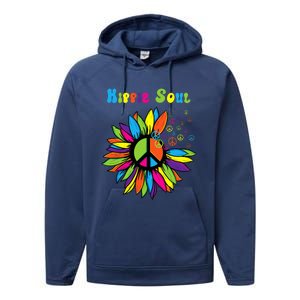 Hippie Soul Funny Peace Sign Daisy Flower Hippies Art Lovers Performance Fleece Hoodie