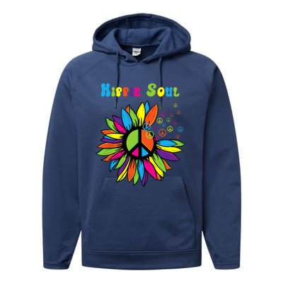 Hippie Soul Funny Peace Sign Daisy Flower Hippies Art Lovers Performance Fleece Hoodie