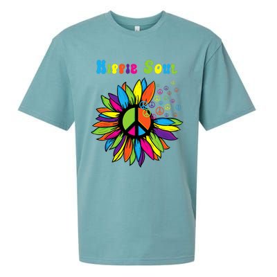 Hippie Soul Funny Peace Sign Daisy Flower Hippies Art Lovers Sueded Cloud Jersey T-Shirt