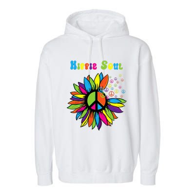 Hippie Soul Funny Peace Sign Daisy Flower Hippies Art Lovers Garment-Dyed Fleece Hoodie