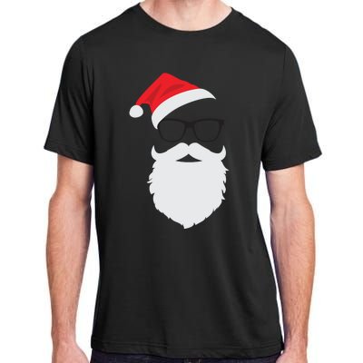 Hipster Santa Face With Hat Beard And Glasses Christmas Cool Gift Adult ChromaSoft Performance T-Shirt