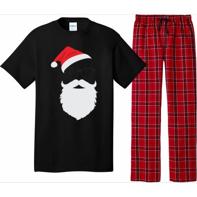 Hipster Santa Face With Hat Beard And Glasses Christmas Cool Gift Pajama Set