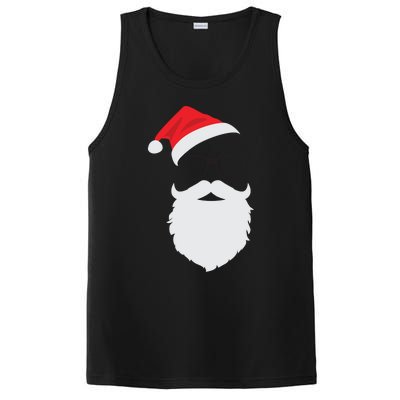 Hipster Santa Face With Hat Beard And Glasses Christmas Cool Gift PosiCharge Competitor Tank