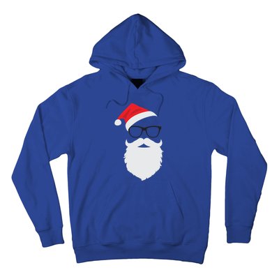 Hipster Santa Face With Hat Beard And Glasses Christmas Cool Gift Hoodie