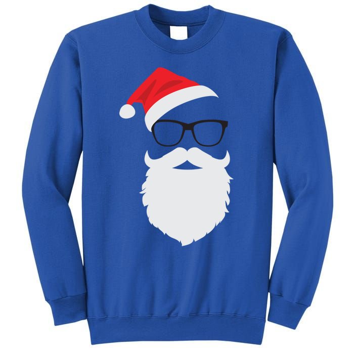 Hipster Santa Face With Hat Beard And Glasses Christmas Cool Gift Sweatshirt