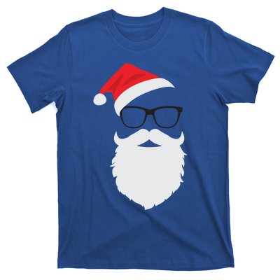 Hipster Santa Face With Hat Beard And Glasses Christmas Cool Gift T-Shirt