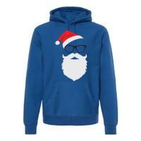 Hipster Santa Face With Hat Beard And Glasses Christmas Cool Gift Premium Hoodie