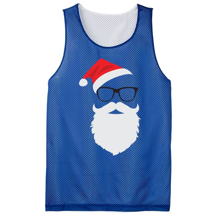 Hipster Santa Face With Hat Beard And Glasses Christmas Cool Gift Mesh Reversible Basketball Jersey Tank