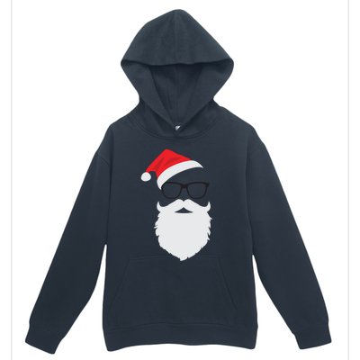 Hipster Santa Face With Hat Beard And Glasses Christmas Cool Gift Urban Pullover Hoodie