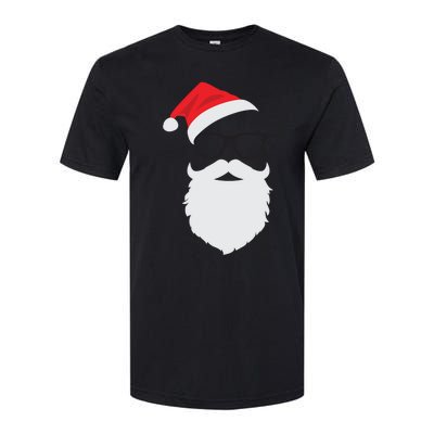 Hipster Santa Face With Hat Beard And Glasses Christmas Cool Gift Softstyle CVC T-Shirt