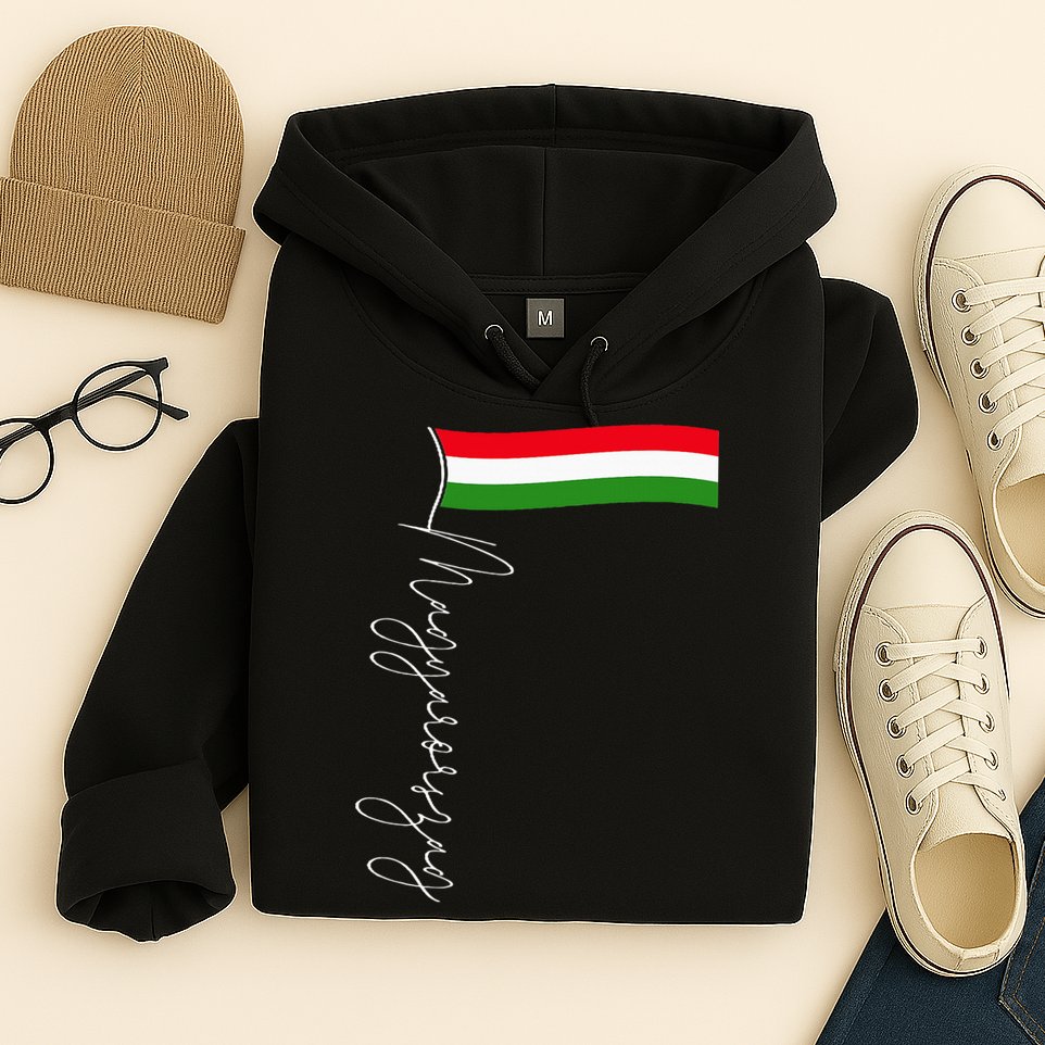Hungary Signature Flag Pole  Patriotic Hungarian Flag Hoodie