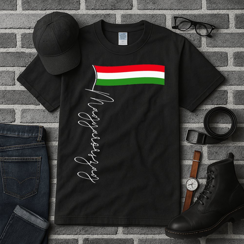 Hungary Signature Flag Pole  Patriotic Hungarian Flag Tall T-Shirt