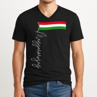 Hungary Signature Flag Pole  Patriotic Hungarian Flag V-Neck T-Shirt