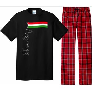 Hungary Signature Flag Pole  Patriotic Hungarian Flag Pajama Set