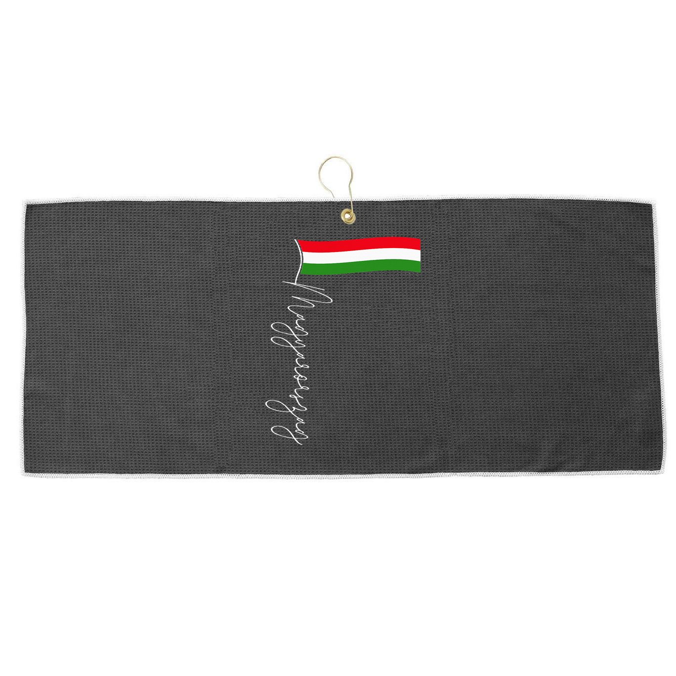 Hungary Signature Flag Pole  Patriotic Hungarian Flag Large Microfiber Waffle Golf Towel