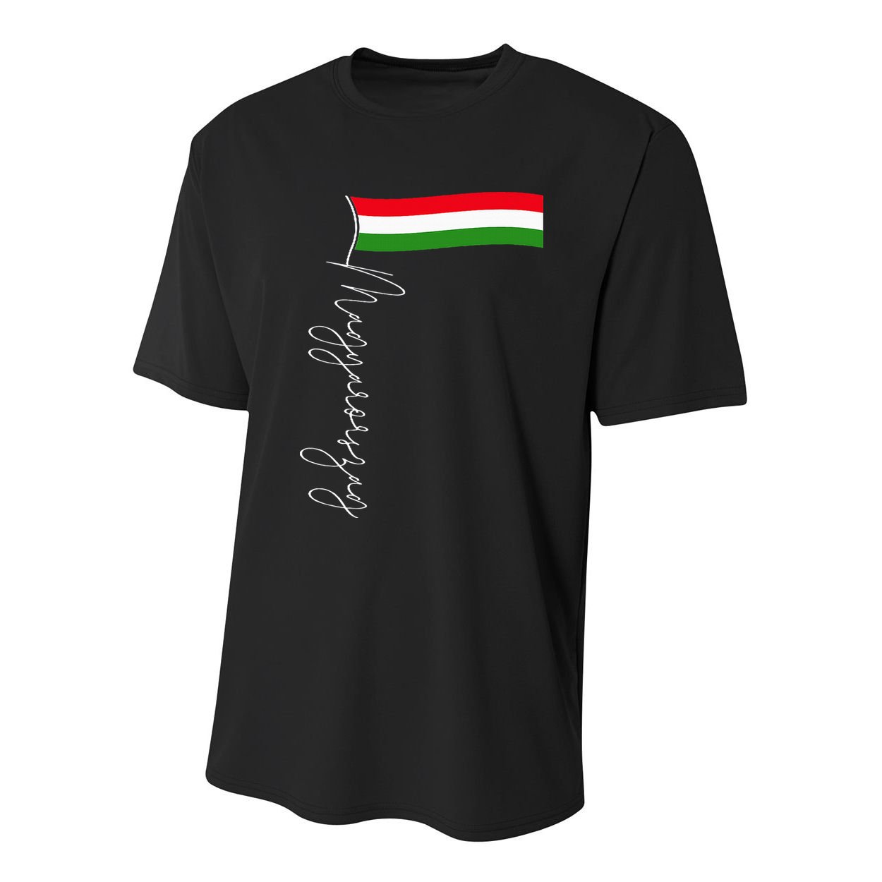 Hungary Signature Flag Pole  Patriotic Hungarian Flag Youth Performance Sprint T-Shirt