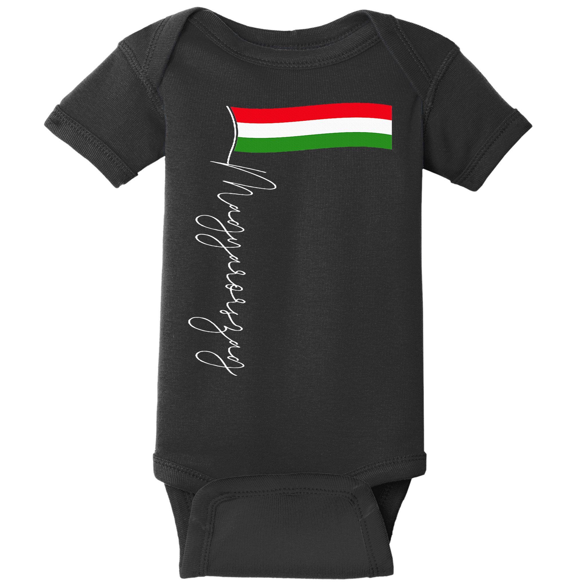 Hungary Signature Flag Pole  Patriotic Hungarian Flag Baby Bodysuit
