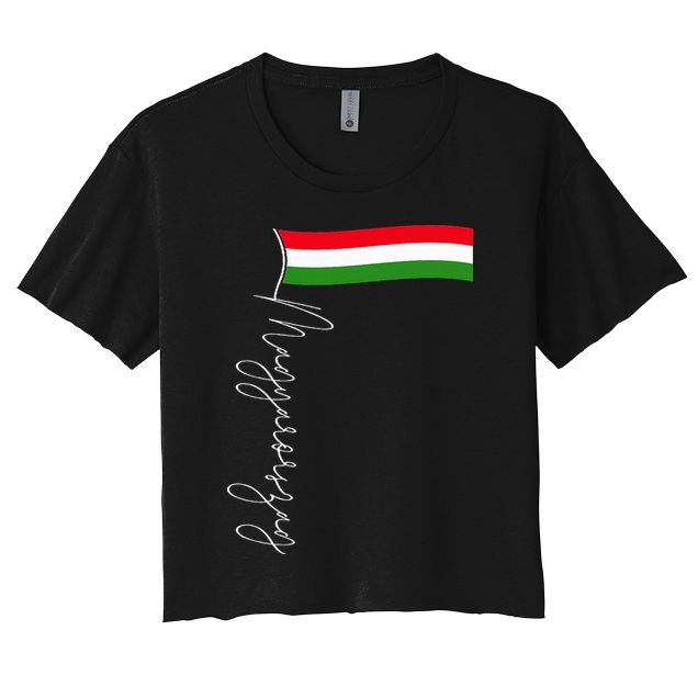 Hungary Signature Flag Pole  Patriotic Hungarian Flag Crop Top