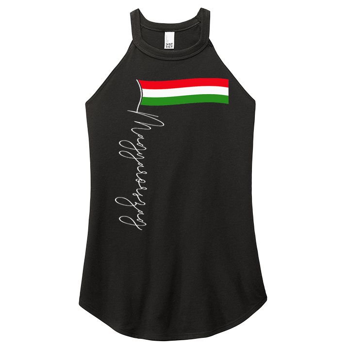 Hungary Signature Flag Pole  Patriotic Hungarian Flag Women's Perfect Tri Rocker Tank