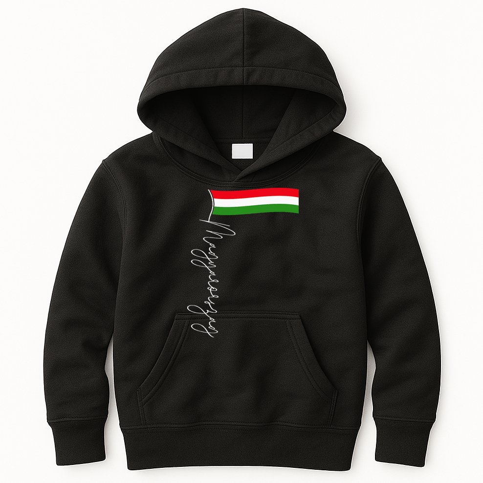 Hungary Signature Flag Pole  Patriotic Hungarian Flag Kids Hoodie