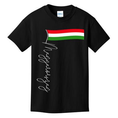 Hungary Signature Flag Pole  Patriotic Hungarian Flag Kids T-Shirt