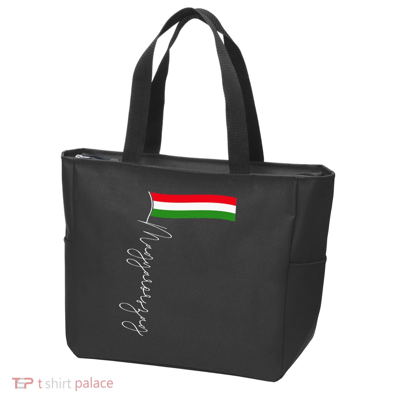 Hungary Signature Flag Pole  Patriotic Hungarian Flag Zip Tote Bag