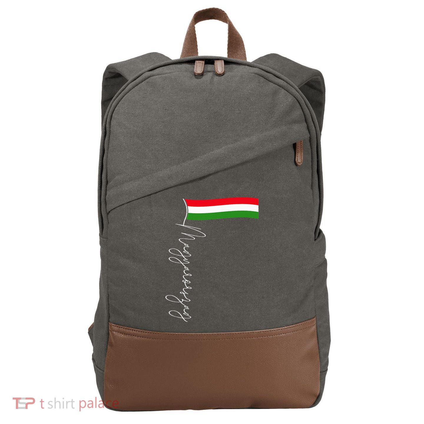 Hungary Signature Flag Pole  Patriotic Hungarian Flag Cotton Canvas Backpack