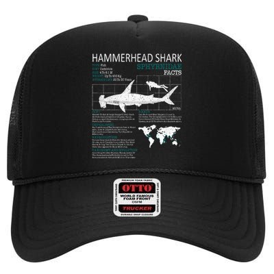 Hammerhead Shark Facts Shark Funny Lover Gift High Crown Mesh Back Trucker Hat