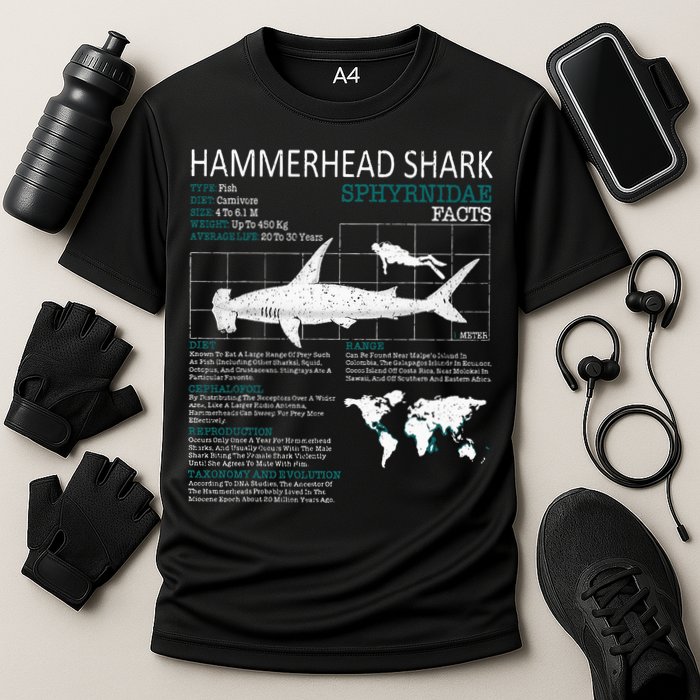 Hammerhead Shark Facts Shark Funny Lover Gift Cooling Performance Crew T-Shirt