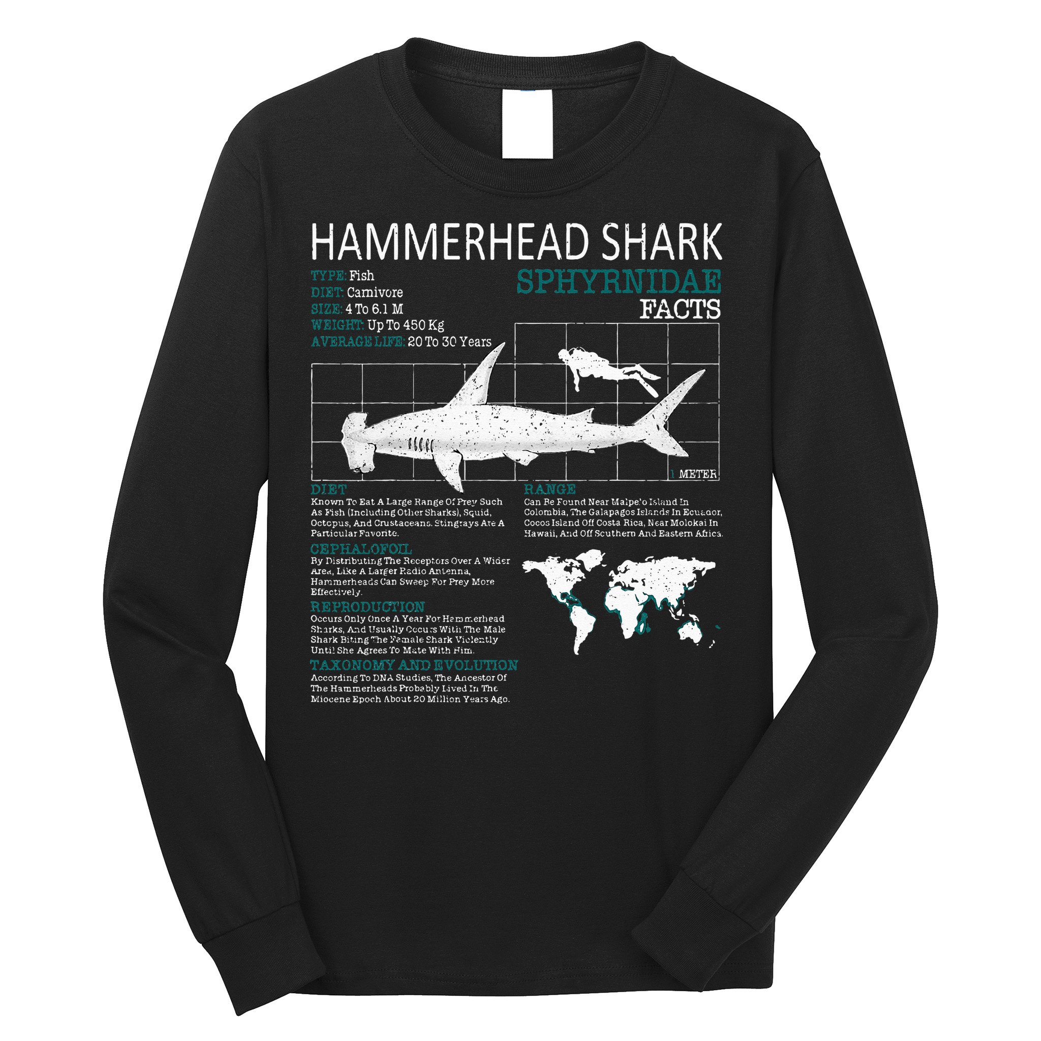 Hammerhead Shark Facts Shark Funny Lover Gift Long Sleeve Shirt