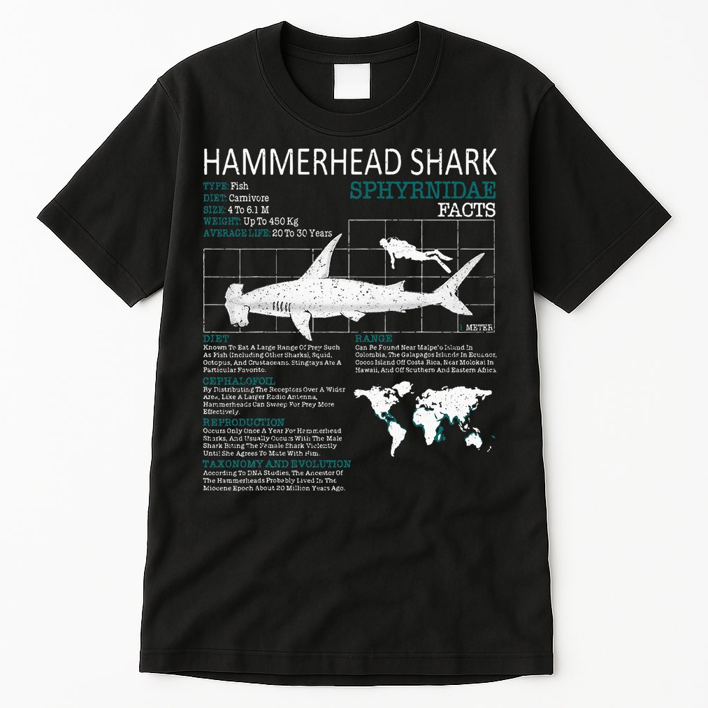 Hammerhead Shark Facts Shark Funny Lover Gift Tall T-Shirt