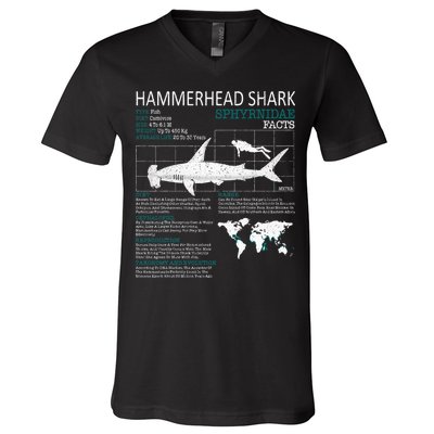 Hammerhead Shark Facts Shark Funny Lover Gift V-Neck T-Shirt