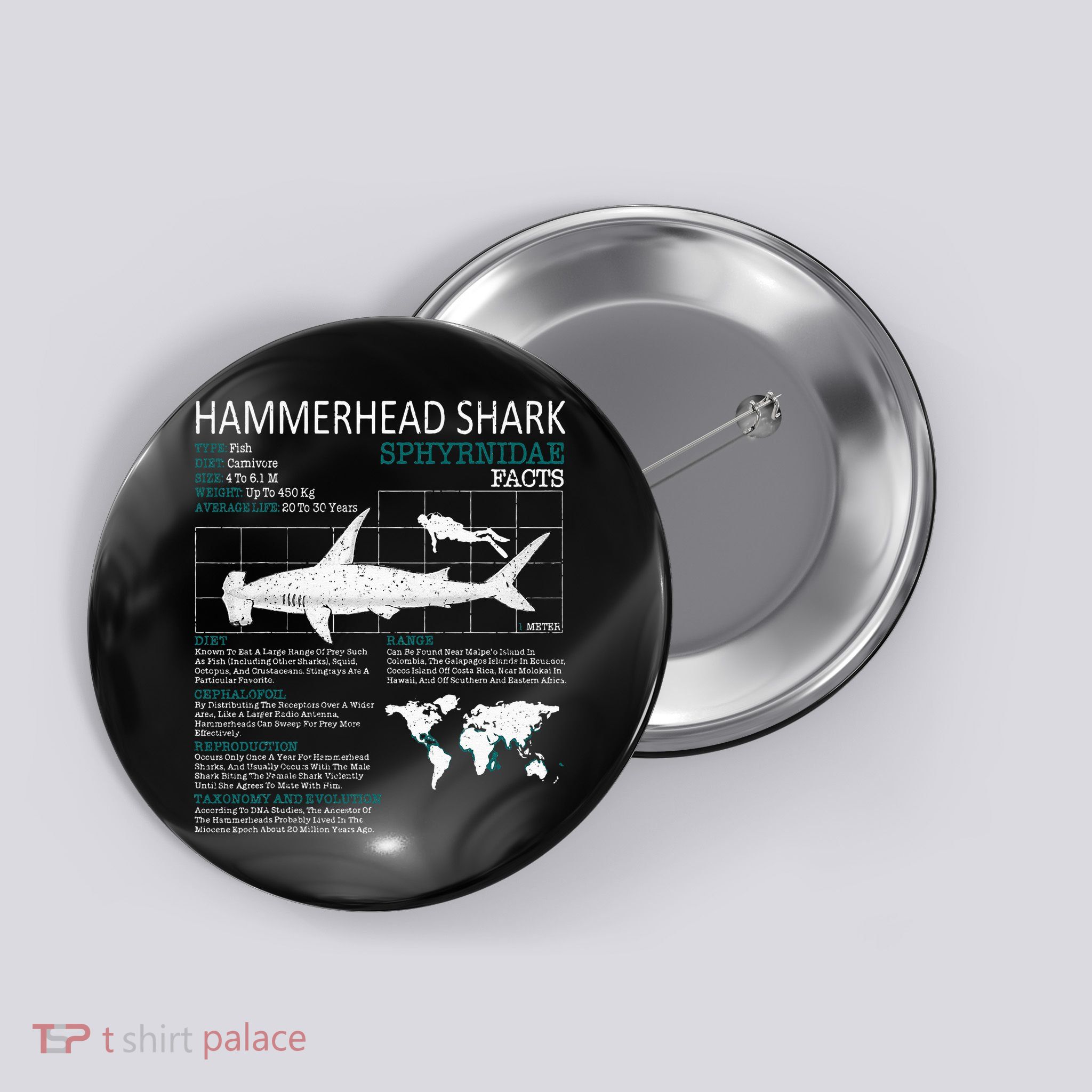 Hammerhead Shark Facts Shark Funny Lover Gift Button