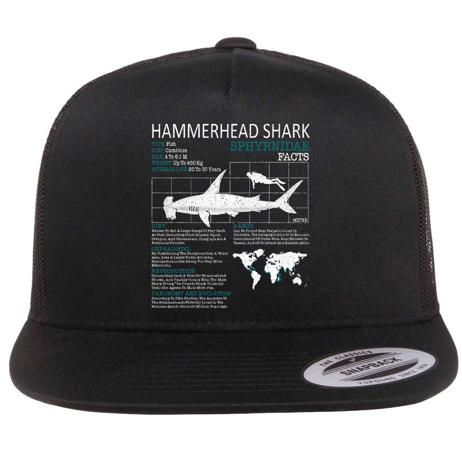 Hammerhead Shark Facts Shark Funny Lover Gift Flat Bill Trucker Hat