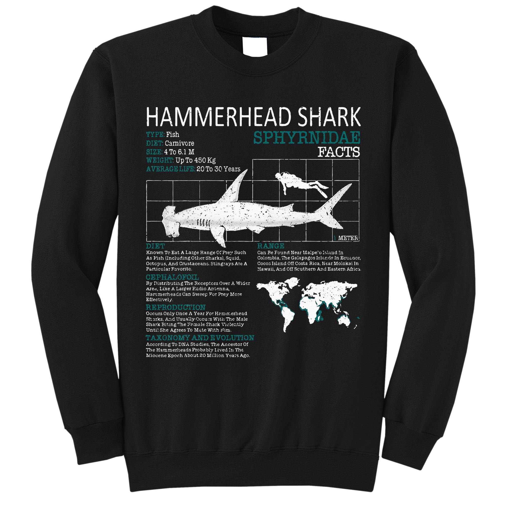 Hammerhead Shark Facts Shark Funny Lover Gift Tall Sweatshirt