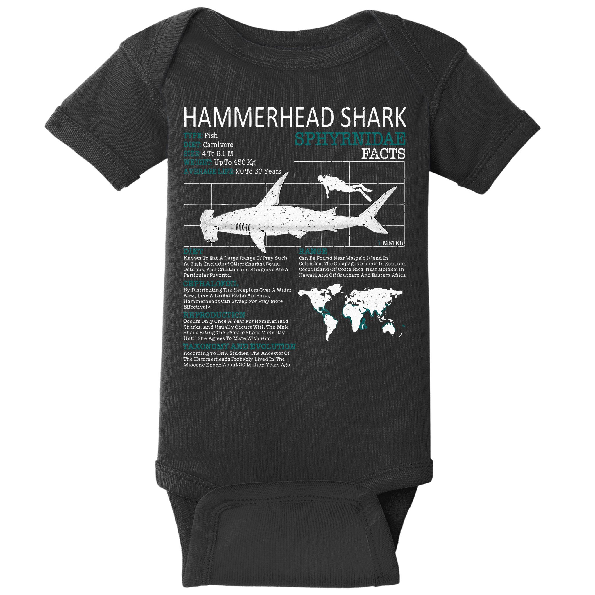 Hammerhead Shark Facts Shark Funny Lover Gift Baby Bodysuit