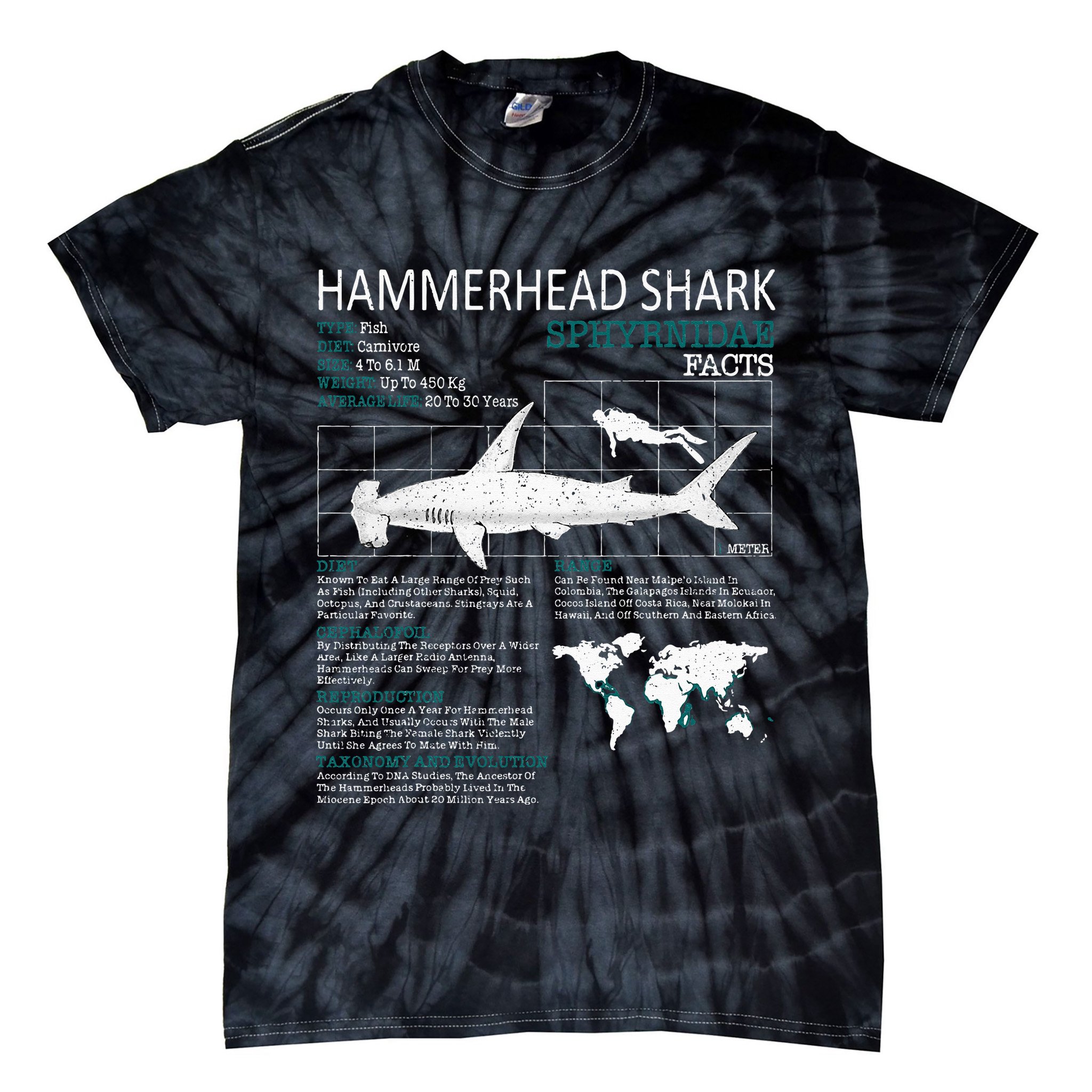 Hammerhead Shark Facts Shark Funny Lover Gift Tie-Dye T-Shirt