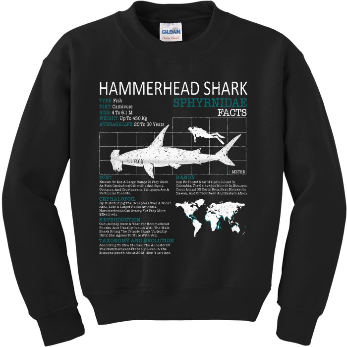 Hammerhead Shark Facts Shark Funny Lover Gift Kids Sweatshirt