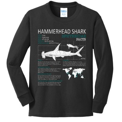 Hammerhead Shark Facts Shark Funny Lover Gift Kids Long Sleeve Shirt