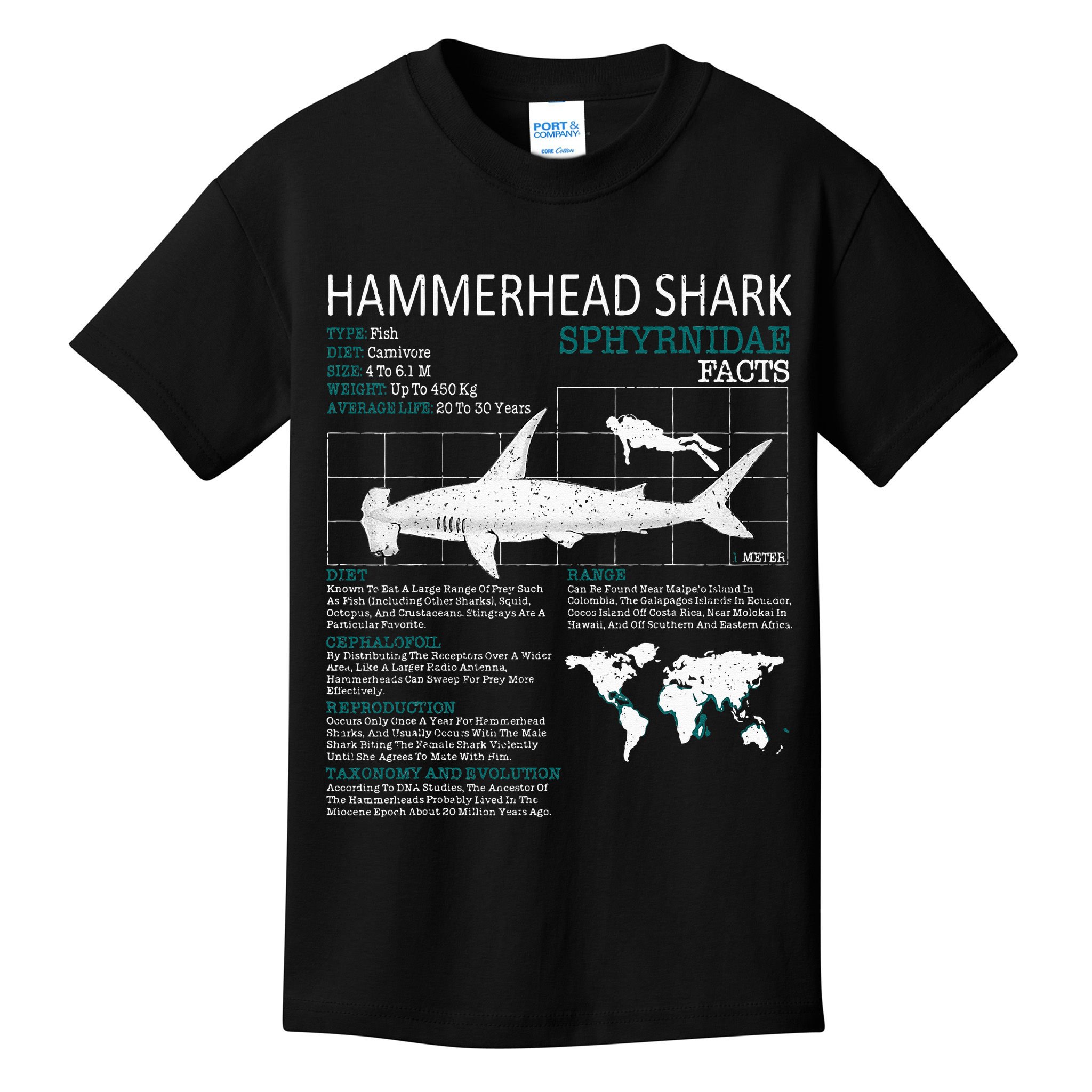 Hammerhead Shark Facts Shark Funny Lover Gift Kids T-Shirt